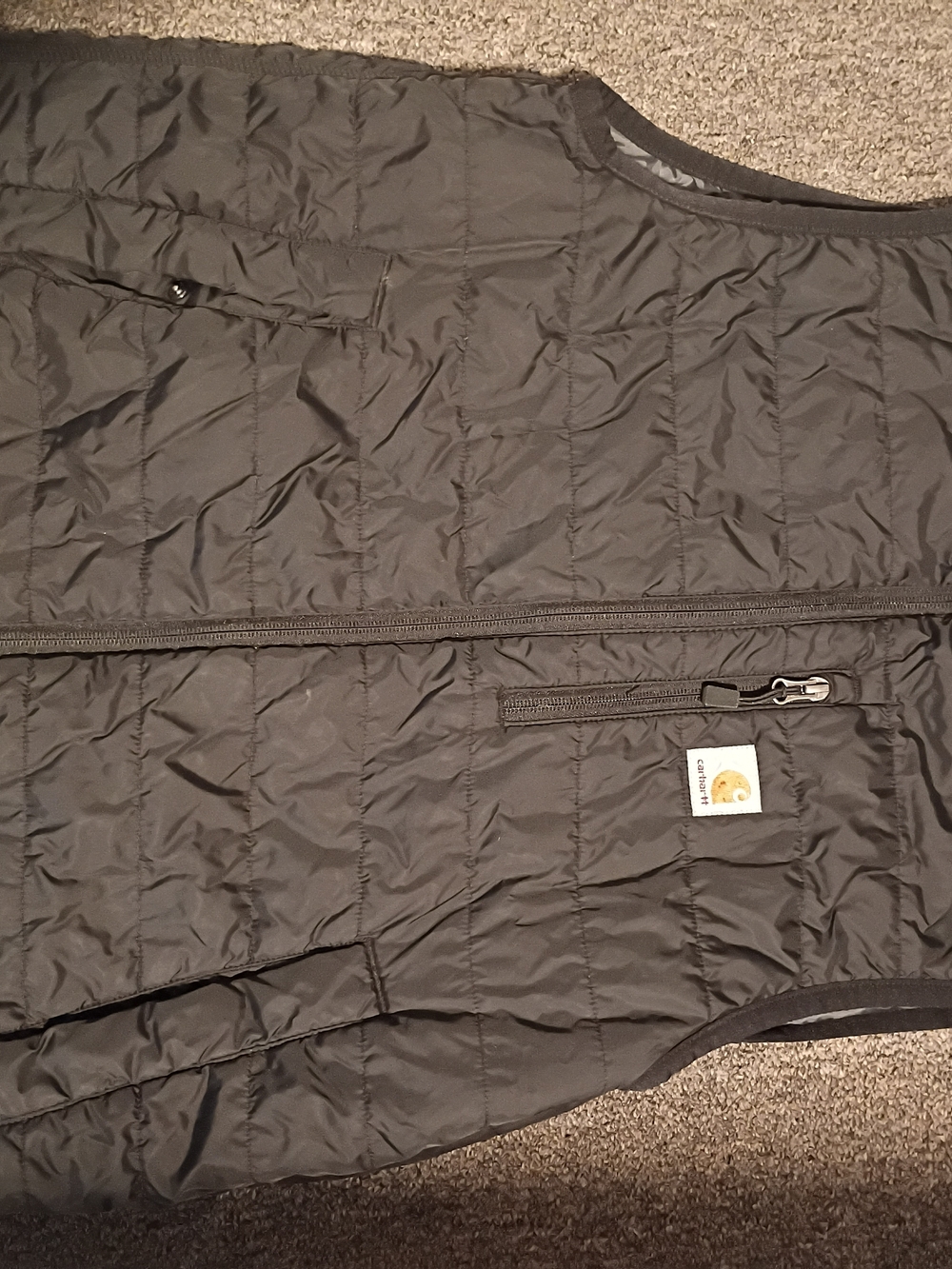 Carhartt Black Quilted Lightweight Vest with Zip Chest Pocket